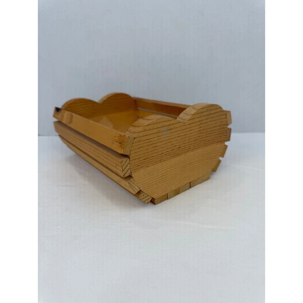 Wooden Heart Shape Crate Basket Handmade Cottage Country‎ Style